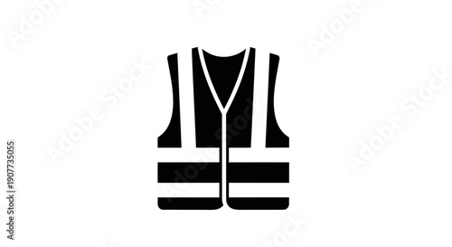 Black and white safety vest icon on white background.
