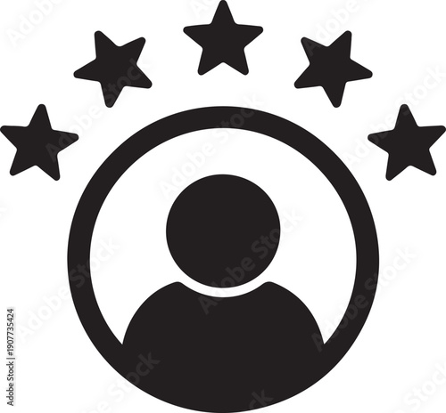 Customer experience or 5 star satisfaction rating flat vector icon for review apps and websites