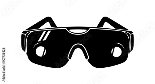 Virtual Reality Goggles Black Silhouette Illustration.