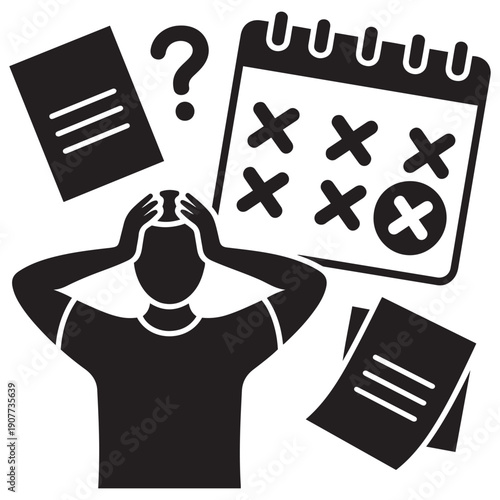 Overwhelmed Person Stressed About Deadlines, Tasks, and Unanswered Questions, Feeling Lost