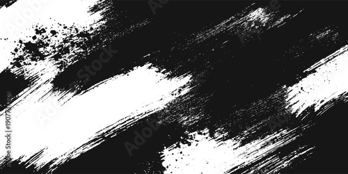 Grunge Brush Paint Texture Overlay – Rough Black Ink Brush Strokes, Distressed Paint Smears, Artistic Grunge Stroke Background for Poster, Logo, Banner and Graphic Design.