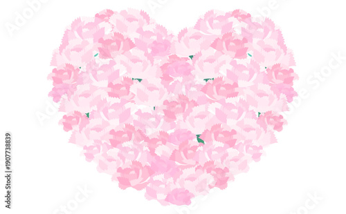 ハート型のカーネーションイラスト_薄ピンク