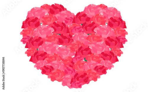 ハート型のカーネーションイラスト_赤