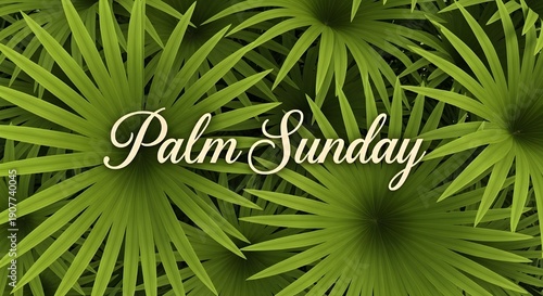 A bright, wide composition of fan-shaped palm leaves with elegant Palm Sunday.