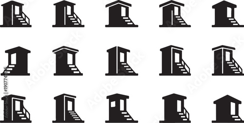 Simple black and white lifeguard tower icon pattern design