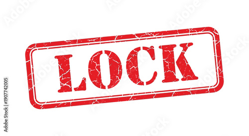 A distressed red stamp displays the word lock in bold capital letters suggesting security or restriction high quality professional detailed modern
