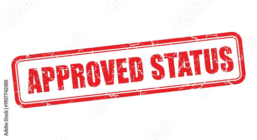 A rectangular red stamp with the bold white text approved status is prominently displayed on a clean white background high quality