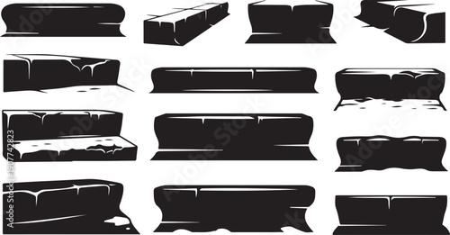 Collection of black couch silhouettes in various positions and styles