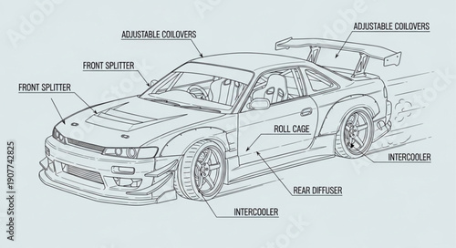 Car Diagram Parts Illustration.