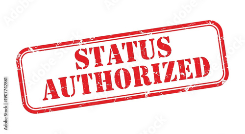 A distressed red stamp displaying the word status authorized in bold uppercase letters signifying approval or validation high quality professional detailed