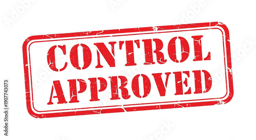 A distressed red rubber stamp displays the words control approved in bold capitalized lettering suggesting official validation high quality professional detailed