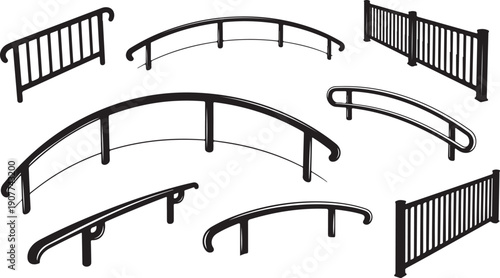 Collection of various metal railings and fences designs