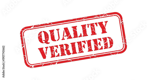 A rectangular red stamp displays the words quality verified in bold capital letters indicating approval or certification high quality professional detailed