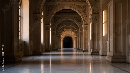 Wallpaper Mural Elegant interior of historic building with arched corridors and columns Torontodigital.ca