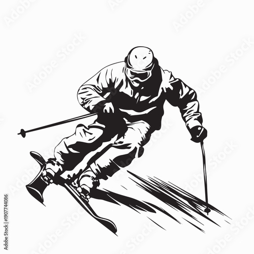 Male Figure Skating on Ice Vector Design On White Background