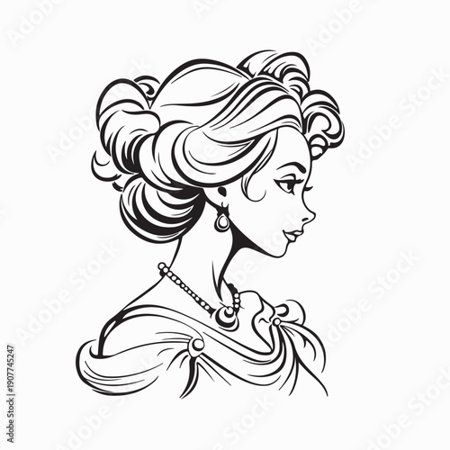 Beautiful Princess Vector Stock Illustration on White Background