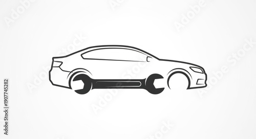 Car Maintenance with Wrench Tool.