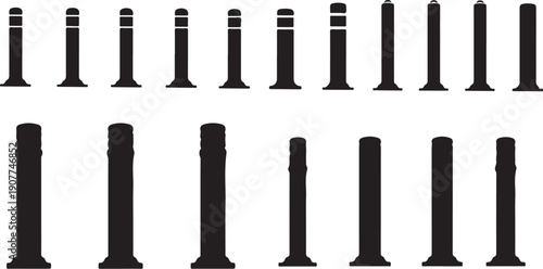 Collection of various black screws and bolts isolated white