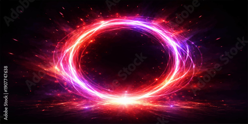 Abstract space background with sun, clouds and glowing circles