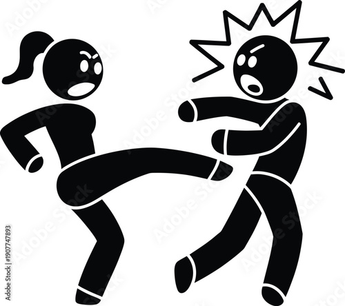 A cartoon depiction of two people engaging in a physical altercation.