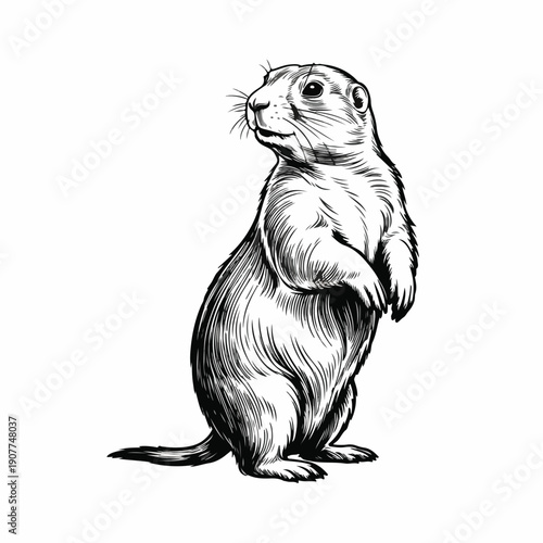 Vintage Engraving Style Prairie Dog Illustration