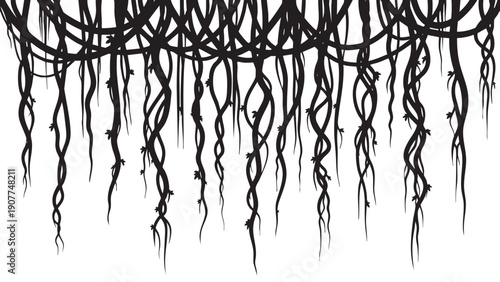 Abstract twisted vines and roots seamless pattern design