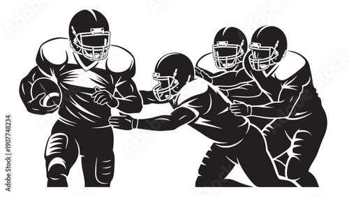 American football players in intense action during a game
