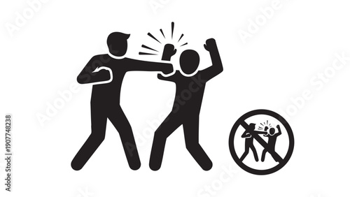 Antiviolence and nofighting concept illustration with icons