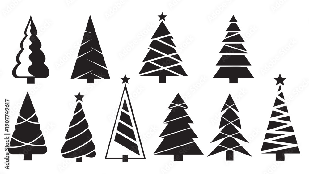 Obraz premium Collection of stylized christmas trees in minimalist design