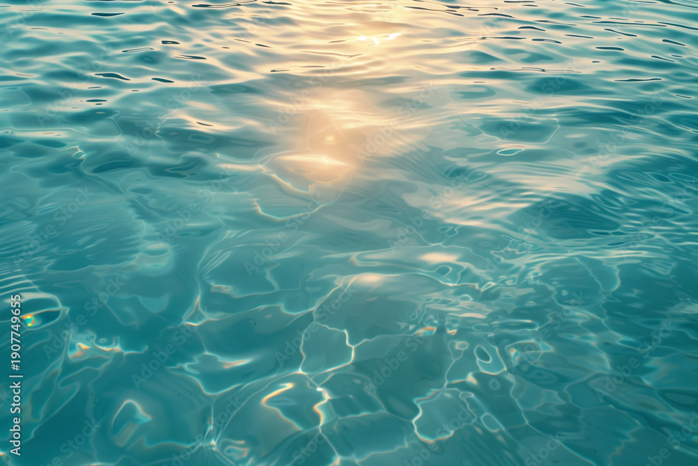 Fototapeta premium Turquoise Pool Water Abstract Rippling Golden Sunlight
