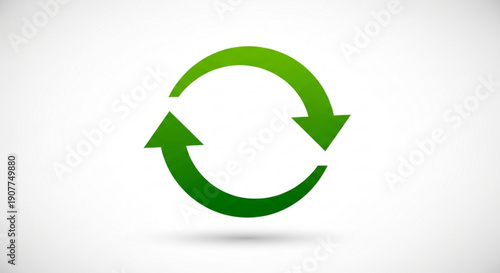 Green Circular Arrows Recycling Symbol Isolated on White Background