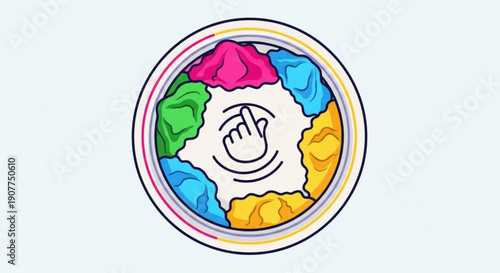 Smiling Face with Colorful Brain Illustration Isolated on White Background