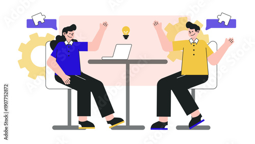 Corporate team celebrating success and new ideas in the office