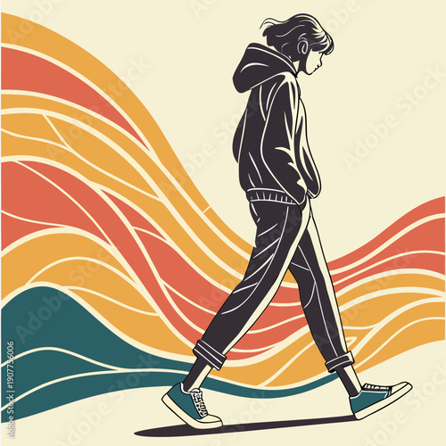 Contemporary abstract art illustration inspired by nature, flowing organic shapes, earthy tones, sophisticated background for design