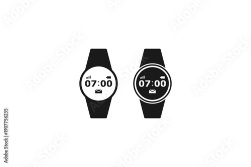 solid and outline icon of smartwatch