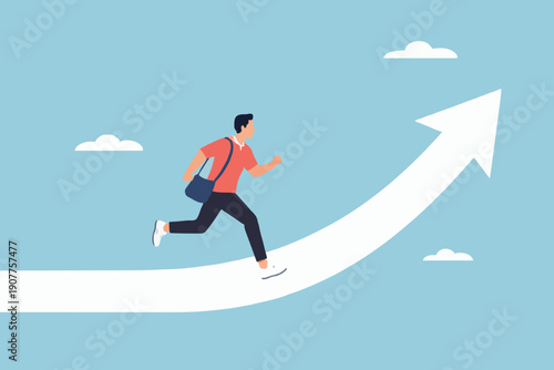 Person Running Up Arrow Path