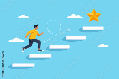 Man Running Up The Steps