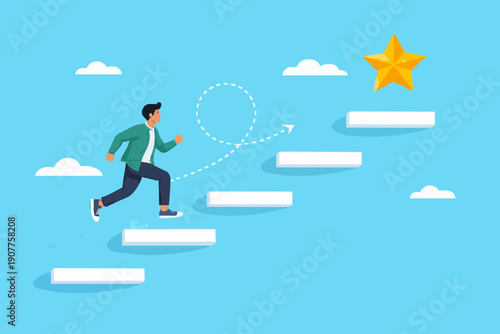 Man Running Up The Steps