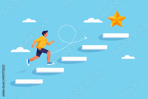 Man Running Up The Steps