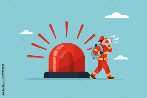 Firefighter With Warning Signal