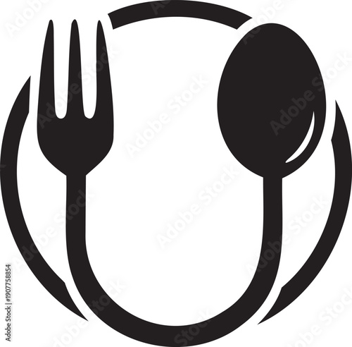 Stainless Steel Dinner Fork Vector Illustration - Isolated Kitchen Utensil Icon for Dining and Restaurant Design
