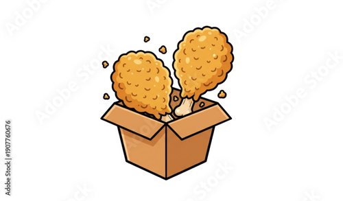 SEO-Friendly Title:
Cartoon Fried Chicken Drumsticks in Takeout Box Vector Illustration for Food Menu Design