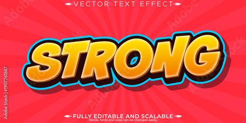 Strong editable text effect, editable cartoon and hero text style