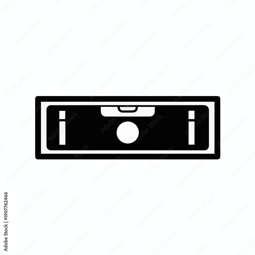 Fototapeta premium icon focusing on the central vial of a spirit level, showing the air bubble perfectly centered between the two marker lines. A powerful symbol for balance, accuracy, stability, and professional