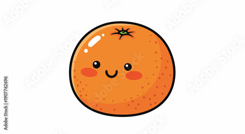 Cartoon orange character with a smiling face and rosy cheeks on a white background, in a cute and playful style.