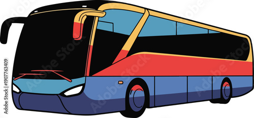 Modern city bus vector illustration isolated on white background