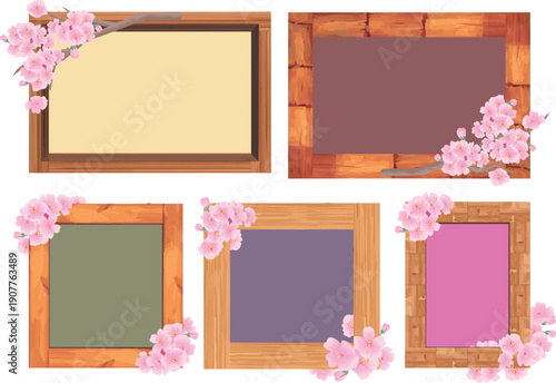 春の桜の花びらフレーム