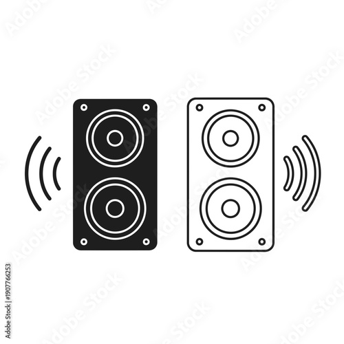 Speaker Comparison Icon – Audio Sound System VS Stereo Symbol