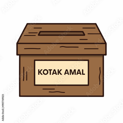 Wooden Charity Box or Kotak Amal for Zakat and Donation Vector