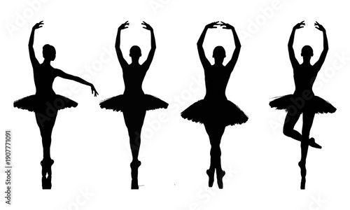 Elegant ballerina silhouette set: graceful dance poses